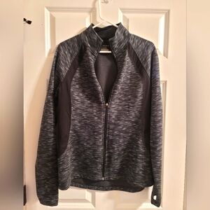 TEK GEAR Full Zip Running Jacket size L Black Grey & White Top Women